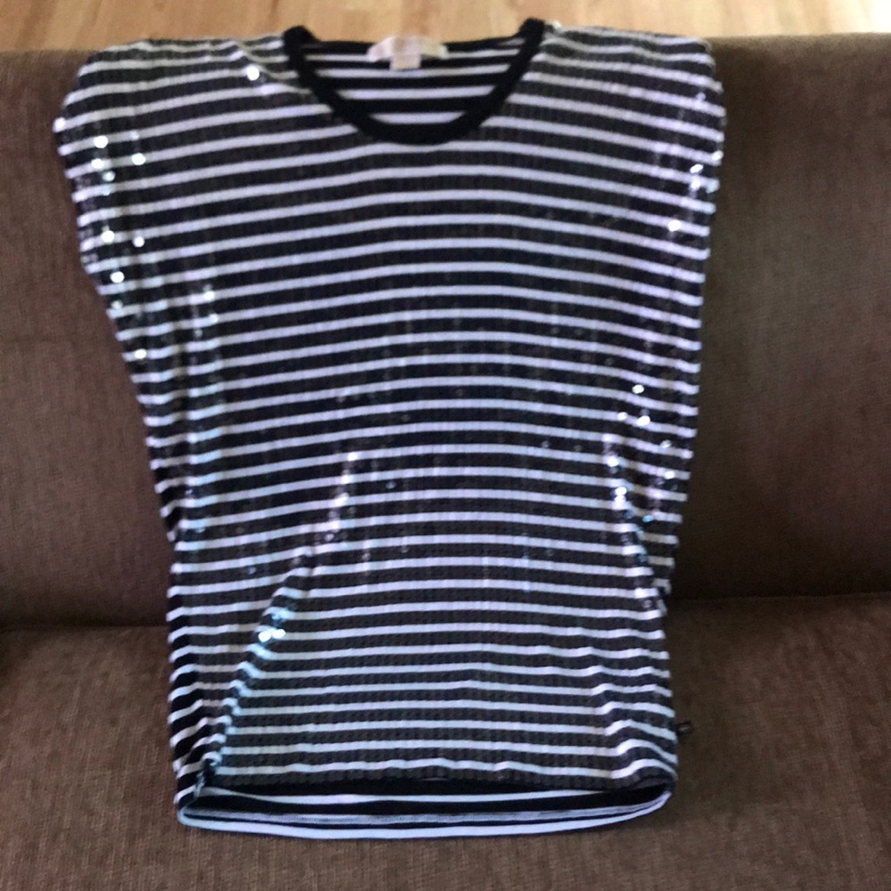 Michael Kors Black & White Glitter Top
